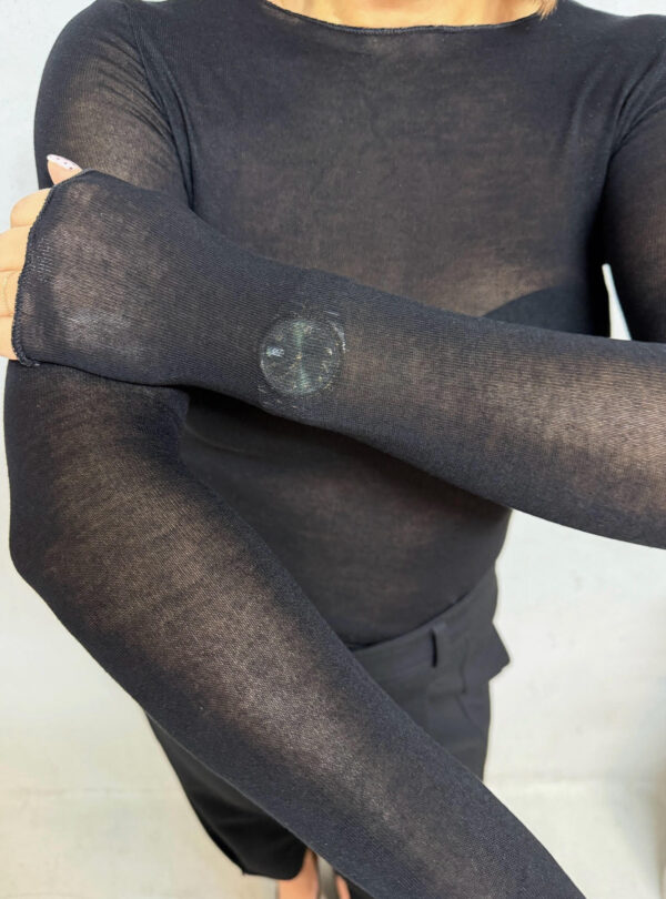 Basic transparentna transparentna bluza dugih rukava crne boje