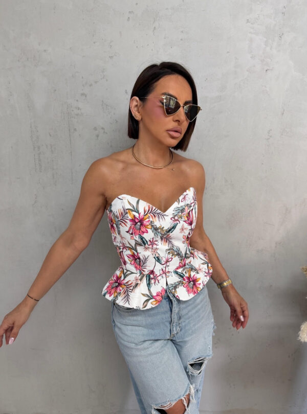 Cvetni peplum korset srce dekoltea
