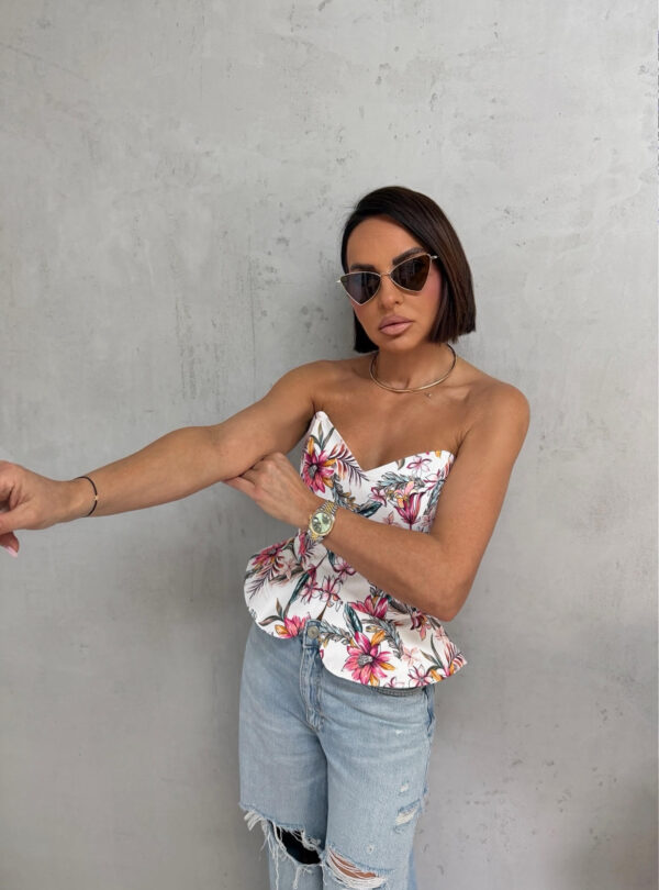 Cvetni peplum korset srce dekoltea