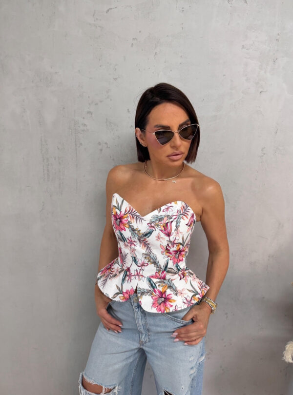 Cvetni peplum korset srce dekoltea