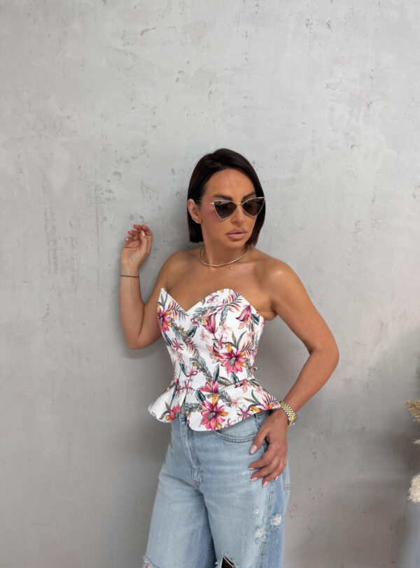 Cvetni peplum korset srce dekoltea